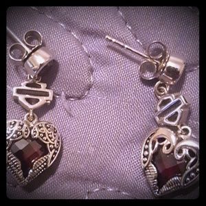 Harley Davidson Winged Heart Earrings